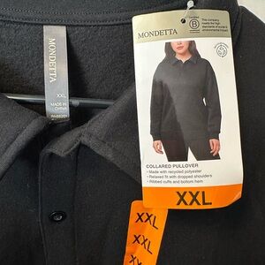 Mondetta Black Collared Pullover Sweatshirt